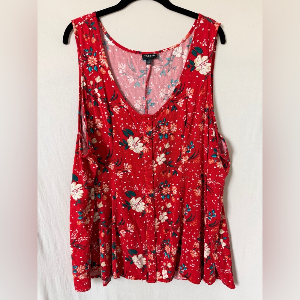torrid Red Floral Scoop-Neck Tank Top